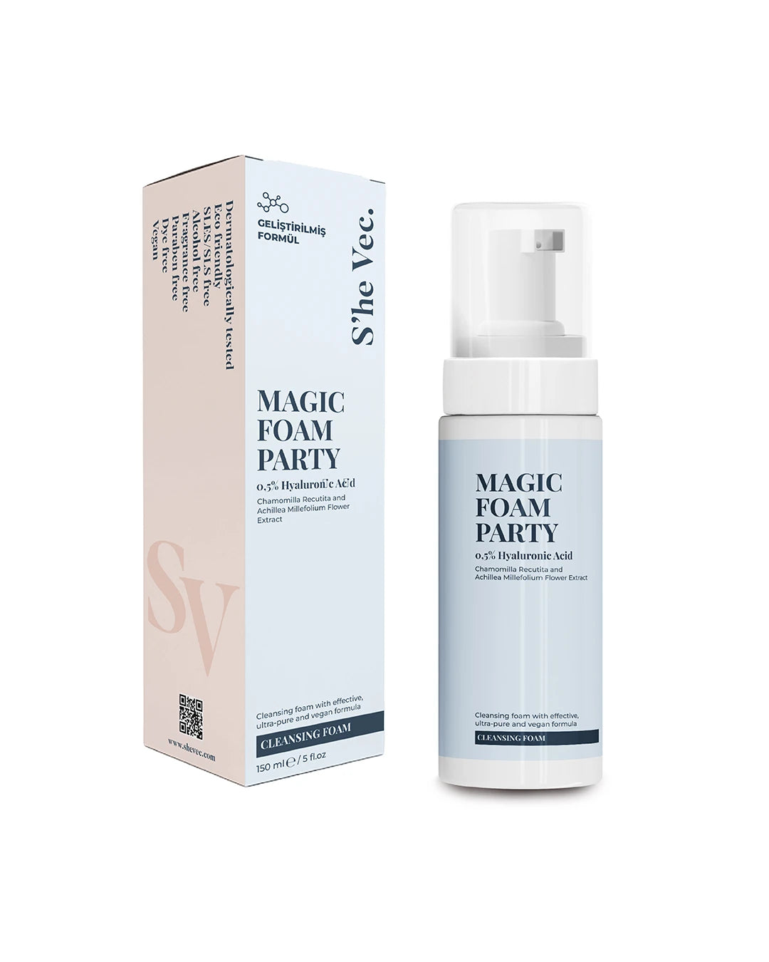 She Vec, MAGIC FOAM PARTY - Yatıştırıcı Nemlendirici Etkili Yüz Temizleme Köpüğü (150 ml)