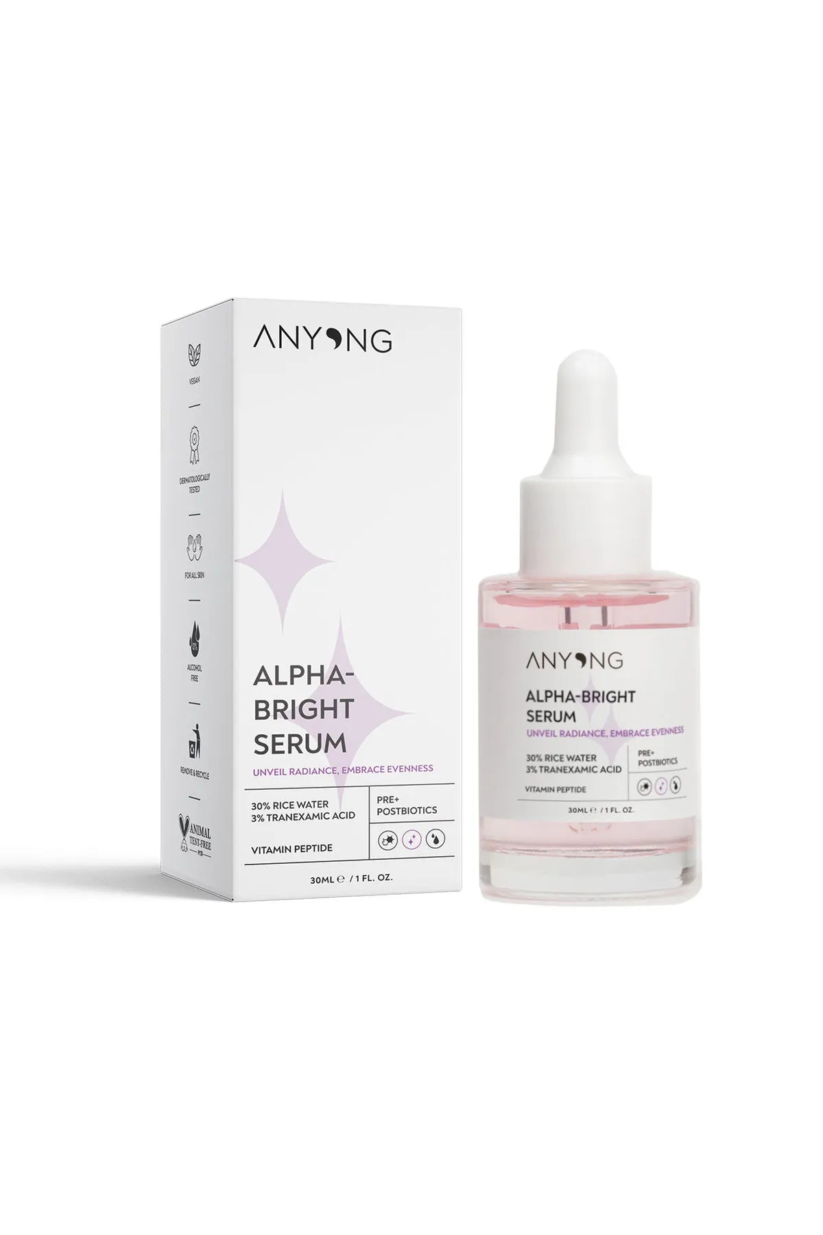 Anyong, Alfa Arbutin Aydınlatıcı, Leke Karşıtı, Ton Eşitleyici Serum 30 ml (Pirinç Suyu & Traneksamik Asit)