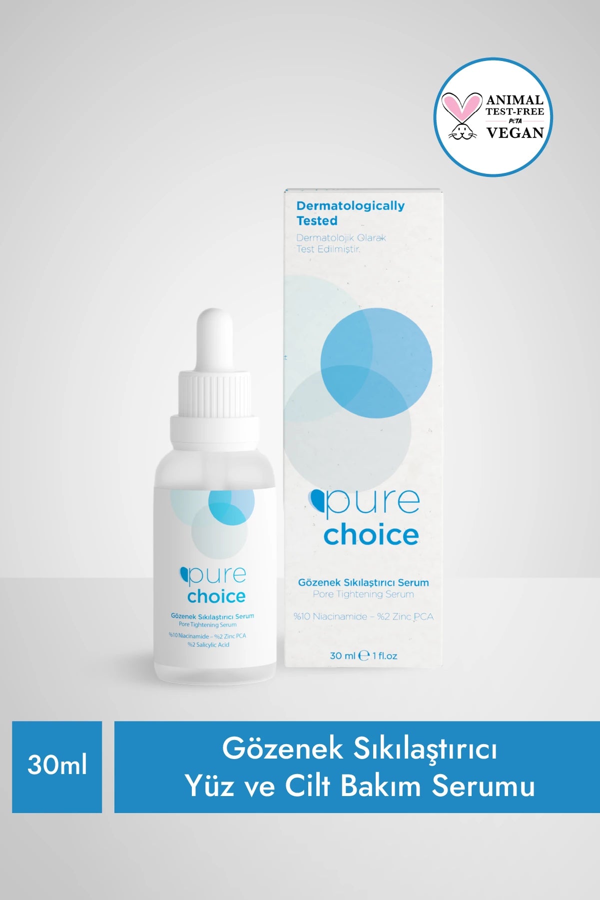 Pure Choice, Gözenek Sıkılaştırıcı Yüz ve Cilt Bakım Serumu 30ml