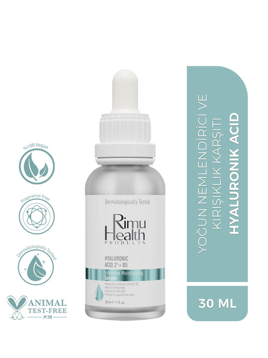 Rimu Health Products, Tüm Cilt Tipleri Için Parfümsüz Yoğun Nemlendirici Serum Hyaluronic Acid 2% B5