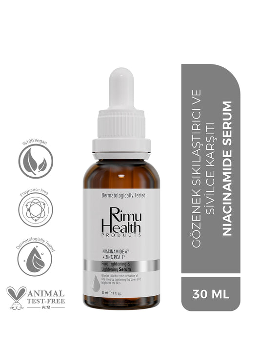 Rimu Health Products, Sıkılaştırıcı Siyah Nokta ve Sivilce Karşıtı Serum 30ML (Niacinamide 6%+Zınc Pca)