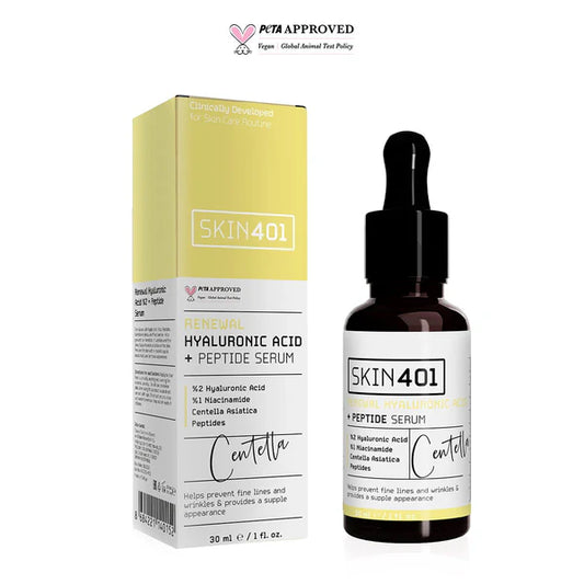 Skin401, Yenileyici ve Yoğun Nemlendirici %2 Hyaluronik Asit + Peptit Serum 30ml