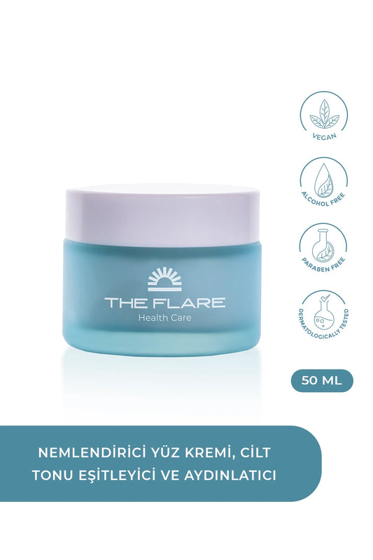 The Flare Health Care, Yoğun Nemlendirici Yüz ve Cilt Bakım Kremi Eşitleyici Aydınlatıcı Tüm Cilt Tipleri 50Ml